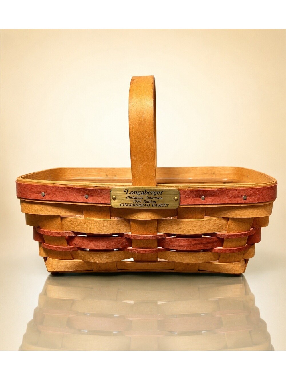 Longaberger 1990 Christmas Gingerbread Basket Signed Plastic Liner, 10x6.5”